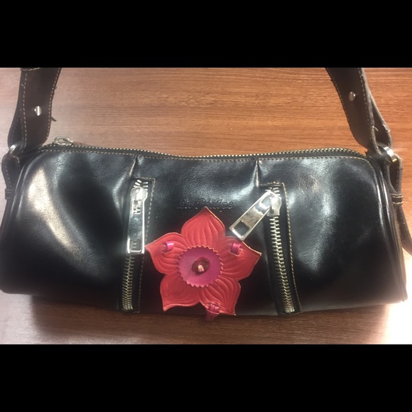 La Philipe Baguette Bag with Hibiscus aplique - Picture 2 of 8